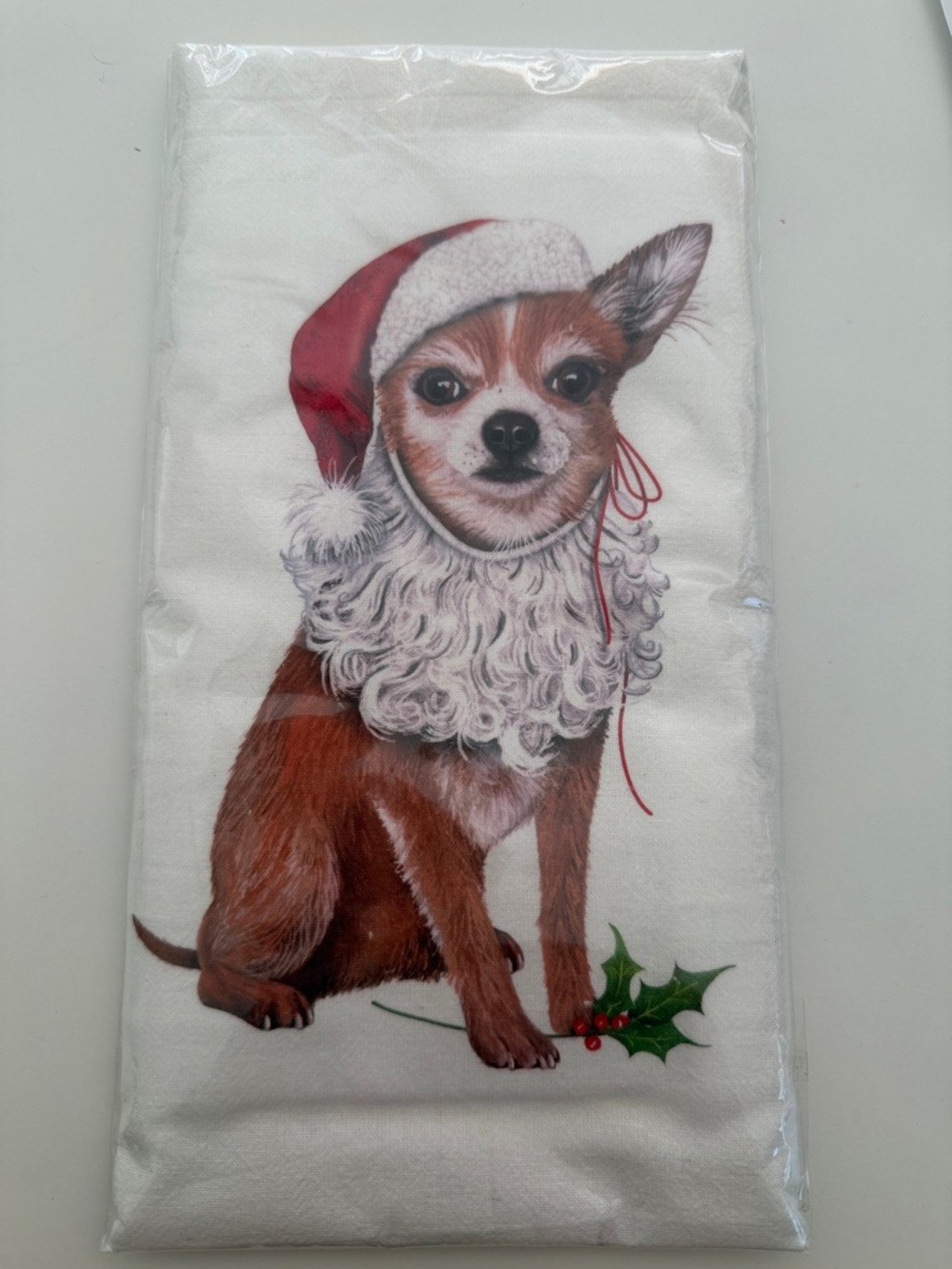 Holiday Chihuahua Flour Sack Kitchen Towel